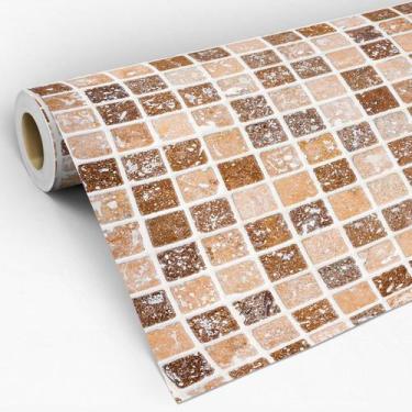 Imagem de Papel De Parede Pastilhas Azulejo Amarronzado Envelhecido 3m - 7decors