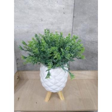 Imagem de Vaso abacaxi branco com flor sintética - Fabricação própria 