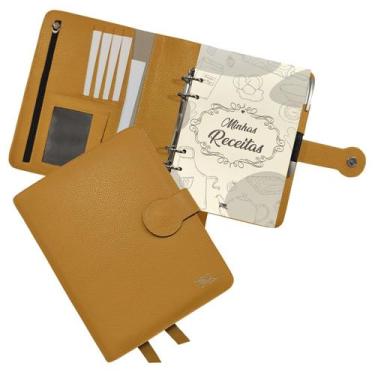 Imagem de Agenda Minhas Receitas Couro 168-R Personalizada Raffai Couros, Laranj