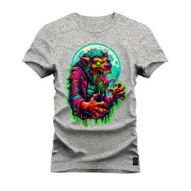Imagem de Camiseta Plus Size Premium Estampada Algodão 30.1 Lobo Neon - Nexstar,