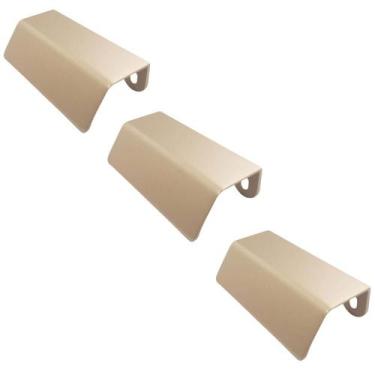 Imagem de Kit 3 Puxadores PV22 80 Alça de Sobrepor Dourado Para Móvel Armários e