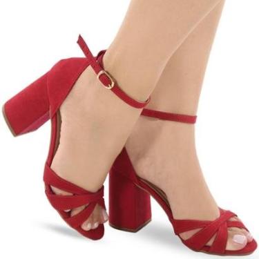 Imagem de Sandália Modarpe Salto Grosso Médio Confortável Feminina B71-Feminino