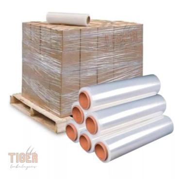 Imagem de Kit  4 Rolos De Filme Stretch 50cm (25 Micras) Strech Virgem 2,5kg - T