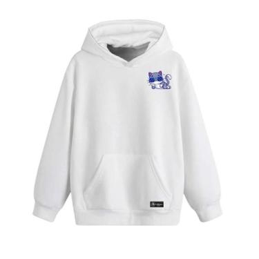 Imagem de Blusão Moletom Canguru Gato Infantil Personalizado com Capuz e Bolso -