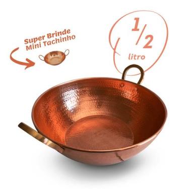 Imagem de Tacho de cobre ½ Litro com Alças de Bronze - Artesanato Líder