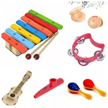 Imagem de Bandinha Ritmica com 6 Instrumentos Infantis Montessori - BRINQUE E LE