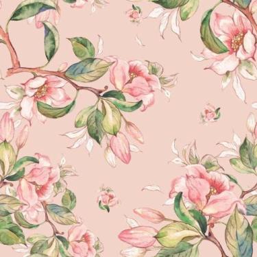 Imagem de Papel De Parede Adesivo Lavável Cozinha Floral Clássico Rosa Quarto Sa