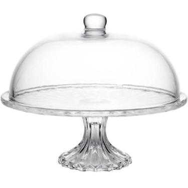Imagem de Boleira com Pé Tampa Diamond Cristal 29x23,5cm Prato para Bolo Doces L