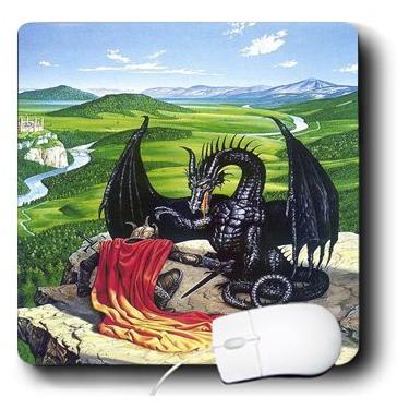 Imagem de 3dRose Mouse pad LLC 20 x 20 x 0,25 polegadas, Dragon N Knight preto (mp_48228_1)