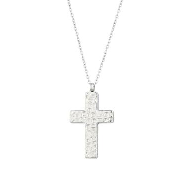 Imagem de FUTIMELY Colar feminino com pingente de cruz de martelo dourado, simples, prata, corrente fina, crucifixo de metal, joias baseadas na fé, presentes para batismo, Zinco, Sem Pedra Preciosa