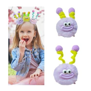 Imagem de MIUPOO Grampos de cabelo fofos pompons, acessórios de dia de cabelo louco para meninas, presilhas peculiares de monstrinho, grampos de cabelo de bico de pato de pelúcia, presilhas de cabelo,