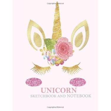 Imagem de Sketchbook and notebook unicorn: Journal for Girl or kids,twomen, notebook With Blank Paper For doodling Drawing Sketching and Notes,120 Pages of Cute UNICORN Lined and unlined book glitter