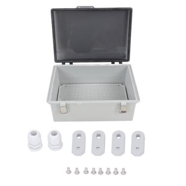 Imagem de MOUMOUTEN Caixa de junção à prova d'água, invólucro elétrico de plástico ABS para ambientes externos IP66 com placa de montagem e suportes de parede Tampa cinza articulada à prova