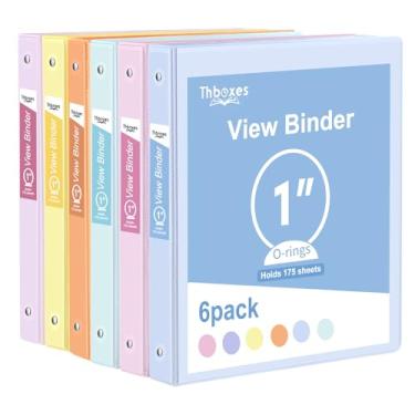 Imagem de Fichário de 3 anéis - pacote com 6, fichário de 2,5 cm com 2 bolsos internos e sobreposição de visão clara, grande capacidade, fichários redondos para material de escritório, escola e casa (6 cores)