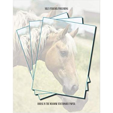 Imagem de Papel estacionário para cavalos: Papel de papel timbrado com cavalo no prado, conjunto de 50 folhas para escrever, folhetos, notas, artesanato... eventos, materiais escolares e de escritório, 21 x 28 cm