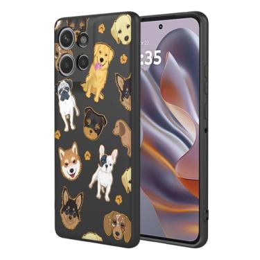 Imagem de HTXWXJC Capa de celular para Moto Edge 50 Neo, capa Motorola ThinkPhone 25 à prova de choque flexível bumper TPU capa macia padrão cão capa para celular Motorola Edge 50 Neo Black Dog