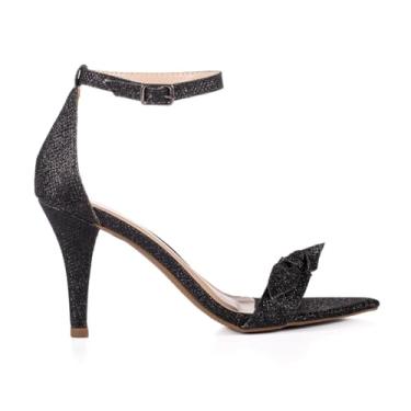 Imagem de Sandália Moda Feminina JJOJO Liz Lurex Salto Alto Fino 9cm Bico Folha PREMIUM