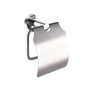 Imagem de Acessórios para banheiro cromados, porta-toalhas de aço inoxidável, suporte para papel higiênico, toalheiro, saboneteira, escova de banheiro, acessórios para banheiro, suporte para papel coberto