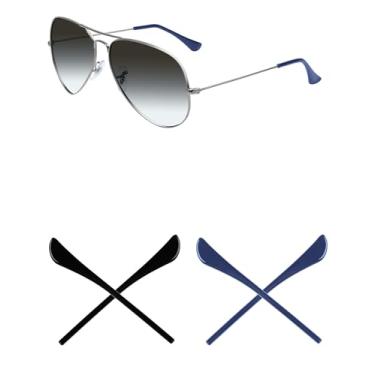 Imagem de Mryok 2 pares de meias de substituição para óculos de sol Ray-Ban Aviator RB3025 55 mm/58 mm/62 mm/RB3362 59 mm - azul escuro e preto