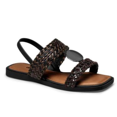 Imagem de Dakota, sandalia feminina dakota casual rasteira com tira artesanal Cor:Preto;Tamanho:35