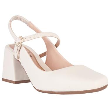 Imagem de Sapato Feminino Mary Jane Boneca Romântica Bico Quadrado Salto Médio Moda (Off White, BR, Adulto, Numérico, 35)
