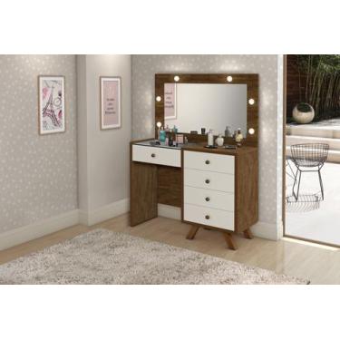 Imagem de Penteadeira Camarim 5 Gavetas Retro Luna C/led -Espelho- Gaveta Maquia