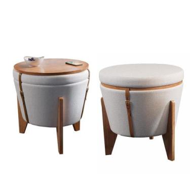 Imagem de Kit 2 Puffs Decorativo Amsterdam Flex  Bisart Decor - Larflex, Linho B