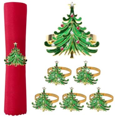 Imagem de ANPHSIN anéis de guardanapo de natal - anéis de porta-guardanapo de árvore de natal com strass branco vermelho para festa de natal, jantar, banquete de casamento, decoração de mesa de jantar