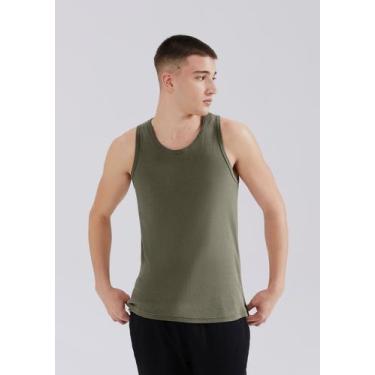Imagem de Regata Básica Masculina Slim Em Ribana Canelada - Hering, P, Verde