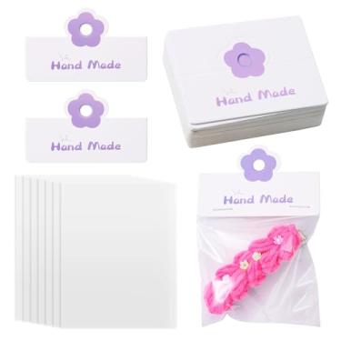 Imagem de Bestewelry Pacote de joias com 100 peças, conjunto de embalagem pequena para artesanato com papel estampado de flores, cartões de cabeçalho dobrável, sacos de exibição de joias para pequenas empresas,