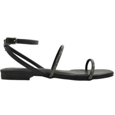 Imagem de Sandália Feminina Rasteira Casual Dia a Dia Passeio com Strass Conforto Via Marte 113-007-Feminino