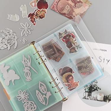 Imagem de Briartw 20 folhas com quatro bolsos protetores de página quadriculados para fichário de 6 anéis, bolsos protetores de página transparente para fichário redondo de 2,5 cm, para papel, bilhete