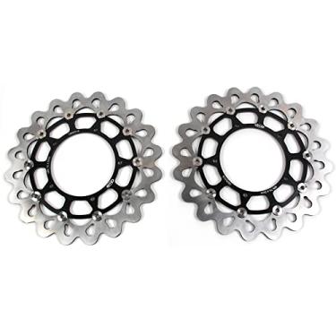 Imagem de 1 par de discos de freio dianteiros flutuantes compatíveis com Yamaha MT10 FZ10 2016-2020 ABS 2016-2021, MT-10 SP 2017-2021, peças pretas de acessórios para motocicletas