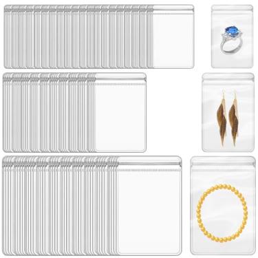 Imagem de XINHONGJIN 200 peças de sacos de joias autovedantes de plástico PVC transparente - transparente, altamente transparente, resistente a manchas para armazenamento de joias