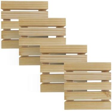 Imagem de 4 Deck Madeira Modular Reforçado Pinus 30x30 Natural Interno - Tudo Ja