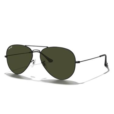 Imagem de MERRY'S Óculos de sol aviador clássicos polarizados para homens e mulheres S6025, Armação preta/lente G15, Lens Width:58 Millimeters