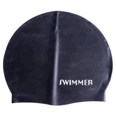 Imagem de Touca De Silicone Swimmer - Adulto - MBFit, Unico, Preto