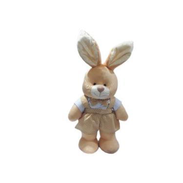 Imagem de Coelho De Pelucia Little Boy 28cm Jardineira Bege - Páscoa - PELUCIAS&