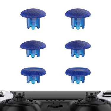 Imagem de eXtremeRate Manípulos substituíveis azuis transparentes para controle PS5 Edge, tampas de joystick analógico intercambiáveis personalizadas para controle PS5 Edge - controle e base de polegar não