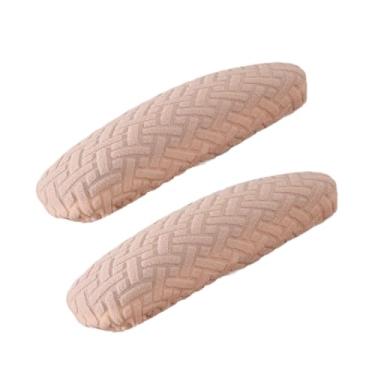 Imagem de Ioensy 1 par de escritórios cadeira de braço Capas de cadeira de mesa Tampa a almofada de braço de jogos Cadeira de jogo Removável Covers de descanso de, Bege