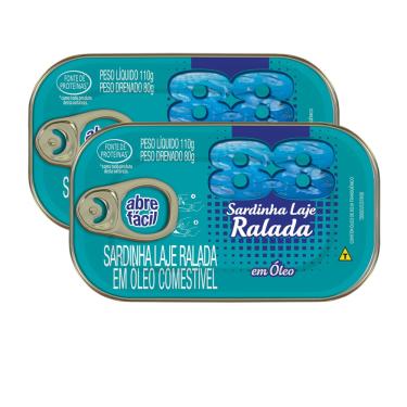 Imagem de Kit c/ 2 Sardinha Laje Ralada Em Óleo 88 Lata 80g