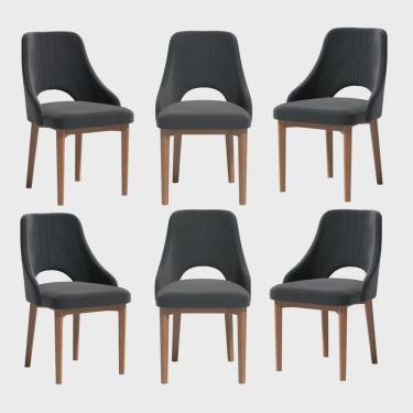 Imagem de Conjunto 6 Cadeiras Madeira Maciça Concha Anatômica Confortável Melissa