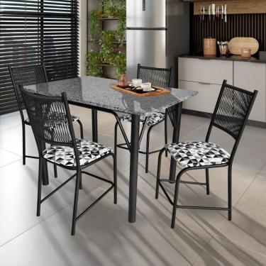 Imagem de Mesa de Jantar Retangular Famais Noruega com 4 Cadeiras – Preta