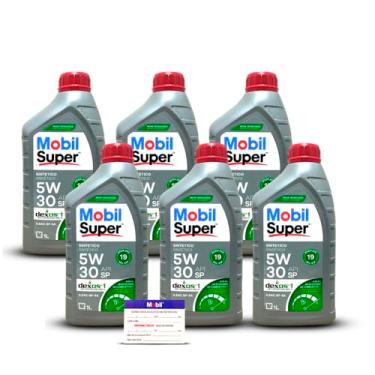 Imagem de Kit Troca 6 L Óleo de Motor Sae 5w30 Mobil Super Dexos 1 Api Sp ilsac Gf-6a Sintetico