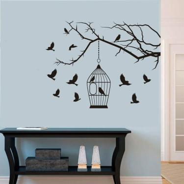 Imagem de Adesivo De Parede Pássaro E Gaiola