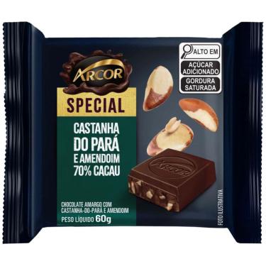 Imagem de Chocolate Amargo 70% Cacau com Castanha-do-Pará e Amendoim Arcor Special 60g