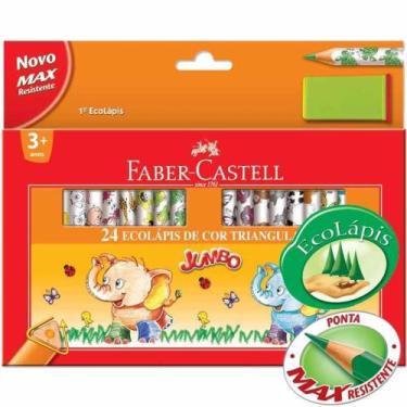 Imagem de Lápis de Cor 24 cores Jumbo c/apontador - Faber Castell - Faber-castel