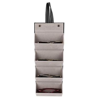 Imagem de Estojo de Armazenamento de óculos de Sol Dobrável Akozon Com 4 Slots - Organizador de óculos Pendurado para Vários óculos, Disponível Em Preto (modelo XH00687) e Marrom (#11)