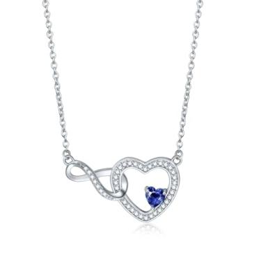 Imagem de Exqele Colar de coração para mulheres, pingente de coração infinito, colar de pedra de nascimento de cristal personalizado, presentes de aniversário de formatura para mãe, esposa, filha, namorada