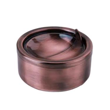 Imagem de Cinzeiro Cinzeiro de metal clássico canelado com tampa para cigarros-cinzeiro ao ar livre à prova de vento pátio exterior interior decorativo cinzeiro extravagante Cinzeiro de Mesa(Chrome)